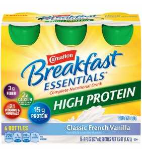 Carnation Breakfast Essentials High Protein Ready to Drink Nutritional Breakfast Drink, Classic French Vanilla, 6 - 8 FL OZ Bott
