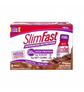 SlimFast Advanced Nutrition High Protein Meal Replacement Shakes, Creamy Chocolate, 11 Fl Oz, 8 Ct