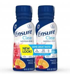 Ensure Clear Nutrition Drink, 0g fat, 8g of high-quality protein, Mixed Fruit, 10 fl oz, 4 Count