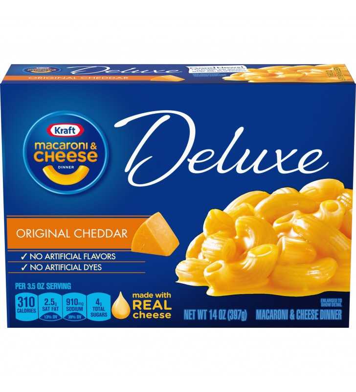 Kraft Deluxe Original Cheddar Mac and Cheese Dinner, 14 oz Box