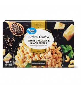 Great Value Artisan Crafted Macaroni and Cheese, White Cheddar & Black Pepper, 12 oz