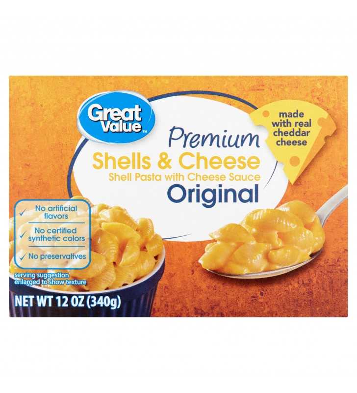 Great Value Premium Original Shells & Cheese, 12 Oz