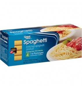 Great Value Spaghetti Pasta, 1 Lb, 4Ct