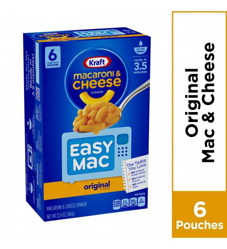 Kraft Easy Mac Original Flavor Macaroni & Cheese Dinner, 6 Packets, 12. ...