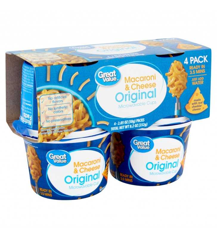 Great Value Original Macaroni & Cheese, 2.05 Oz, 4 Pack