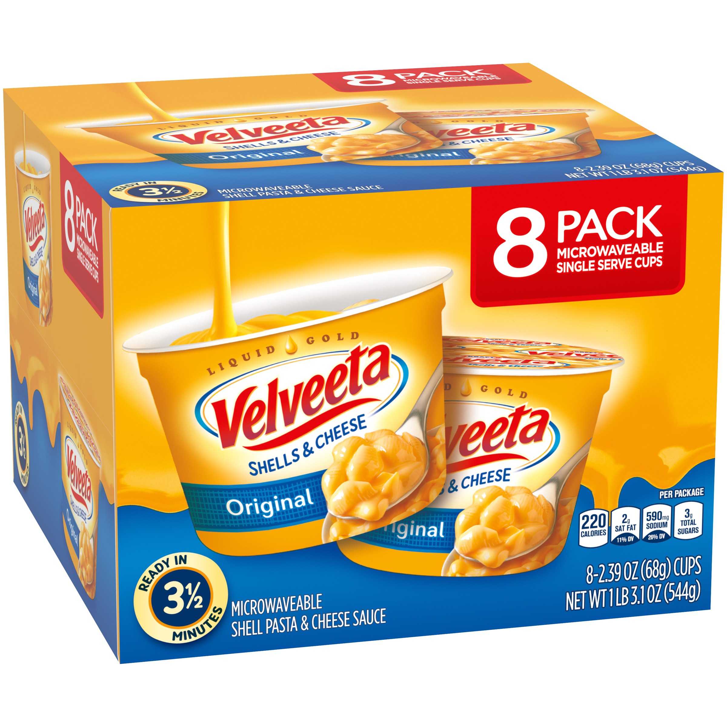 VELVEETA Shells and Cheese Cups Original Flavor, 8 ct. Box
