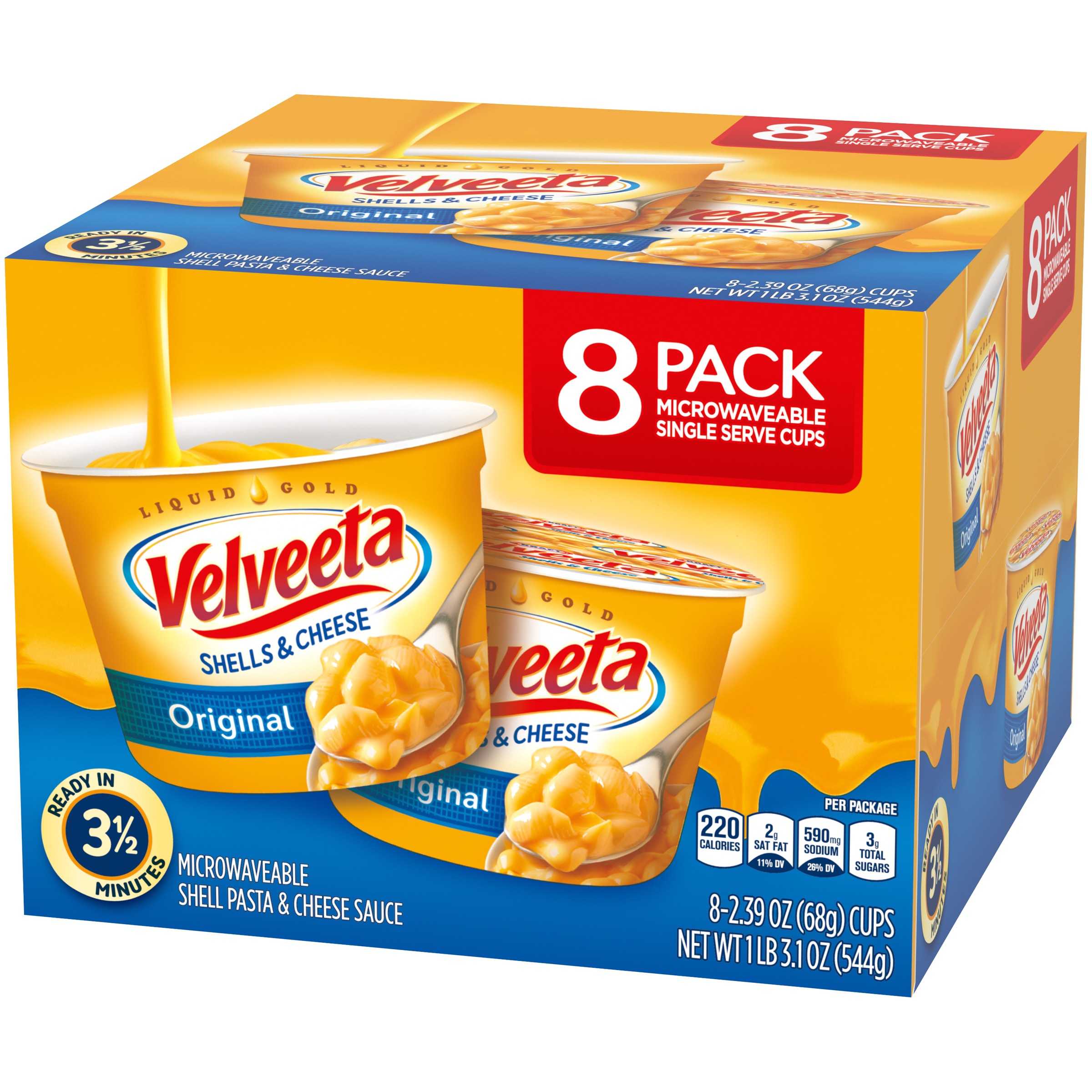 VELVEETA Shells and Cheese Cups Original Flavor, 8 ct. Box