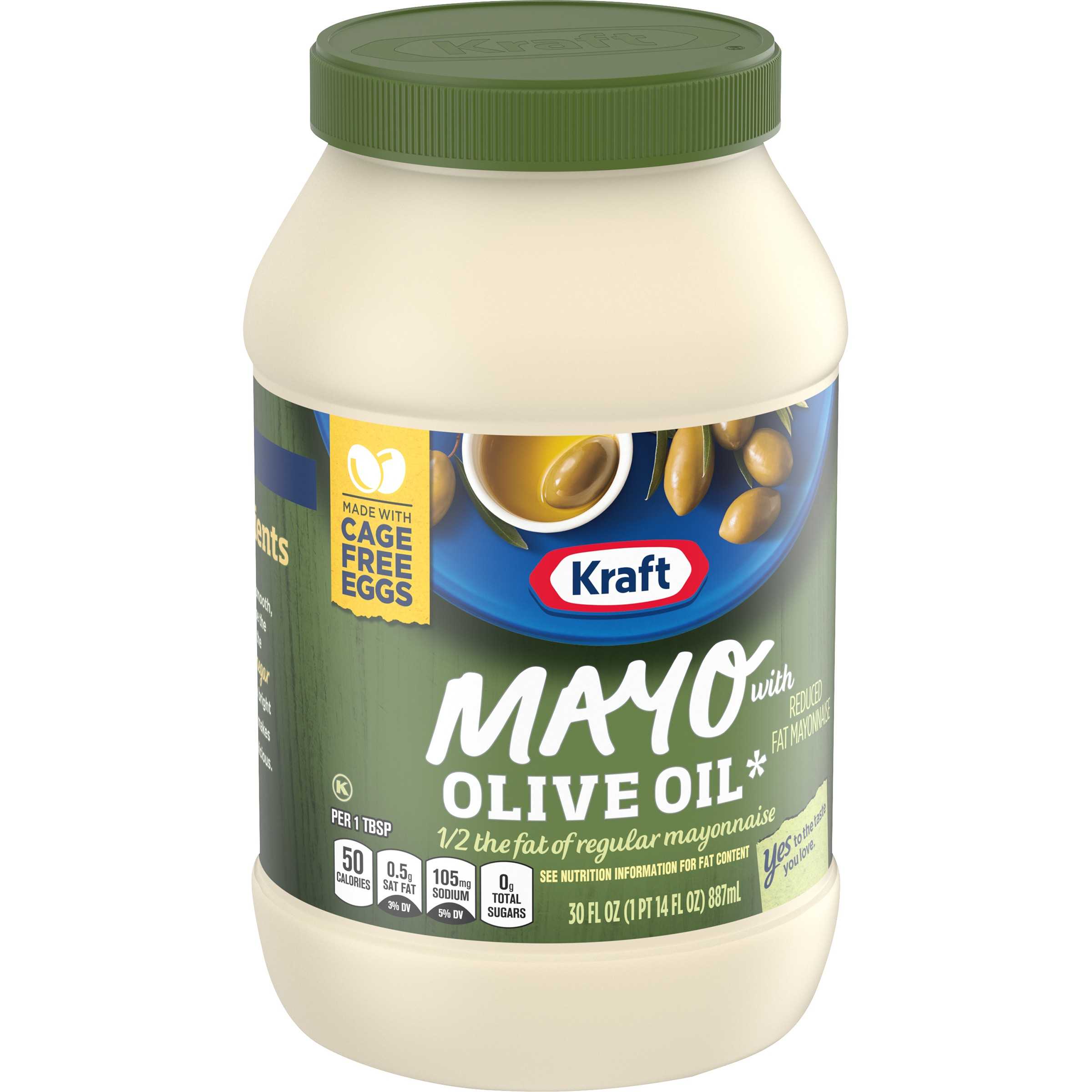 Kraft Mayo Reduced Fat Mayonnaise with Olive Oil, 30 fl. oz. Jar