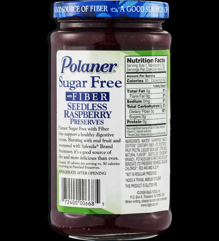 Polaner Sugar Free Seedless Raspberry With Fiber, 13.5 Oz