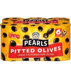 (6 Pack) Pearls Ripe Pitted Large Black Olives,6 oz Can
