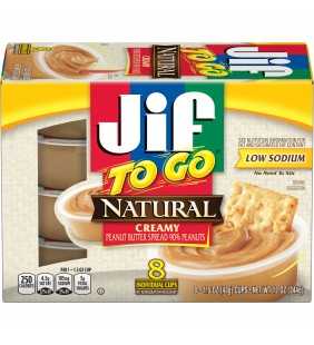 Jif To Go Natural Creamy Peanut Butter Spread, 12-Ounce