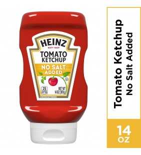 Heinz No Salt Added Inverted Bottle Tomato Ketchup, 14 oz Bottle