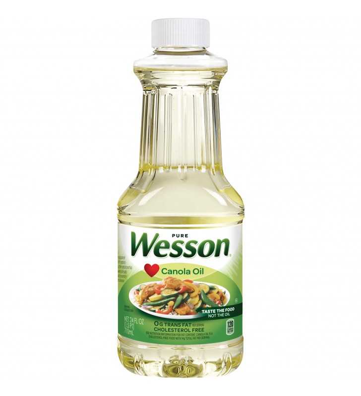 WESSON Pure Canola Oil 0 g Trans Fat Cholesterol Free 24 oz.