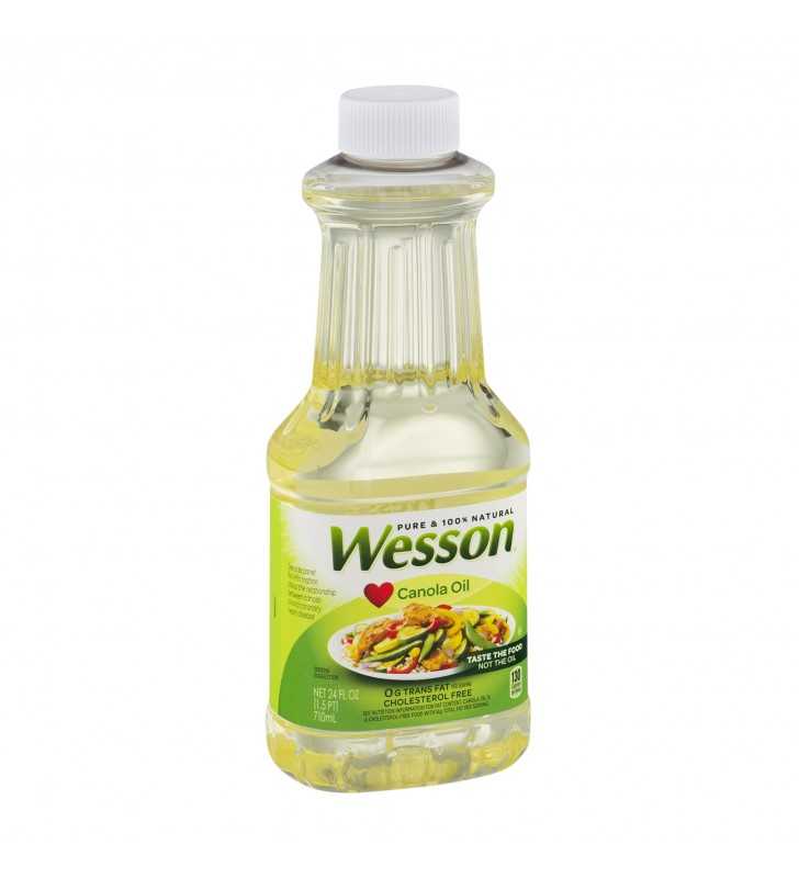 WESSON Pure Canola Oil 0 g Trans Fat Cholesterol Free 24 oz.