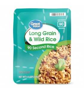 Great Value Long Grain & Wild Rice 90 Second Pouch, 8.8 oz