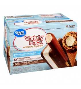 Great Value Ice Cream Variety Pack, 32 Count