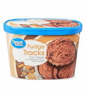Great Value Ice Cream, Fudge Tracks, 48 fl oz