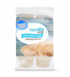 Great Value Vanilla Ice Cream Cups, 3 fl oz, 12 Count