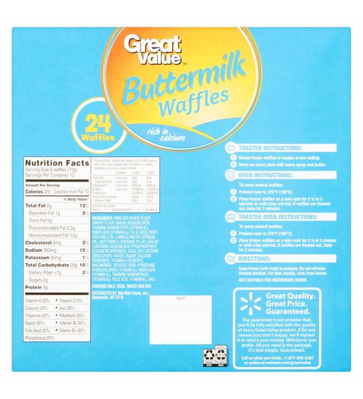 Great Value Buttermilk Waffles, 24 count, 29.6 oz