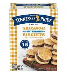 ODOMS TENNESSEE PRIDE Sausage & Buttermilk Biscuits Snack-Size Frozen Breakfast Sandwiches 12 Count