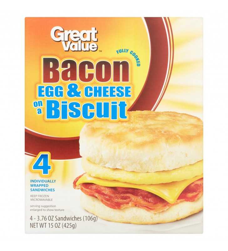 Great Value Bacon Cheeseburger Sandwiches, 4 Count (Frozen) 