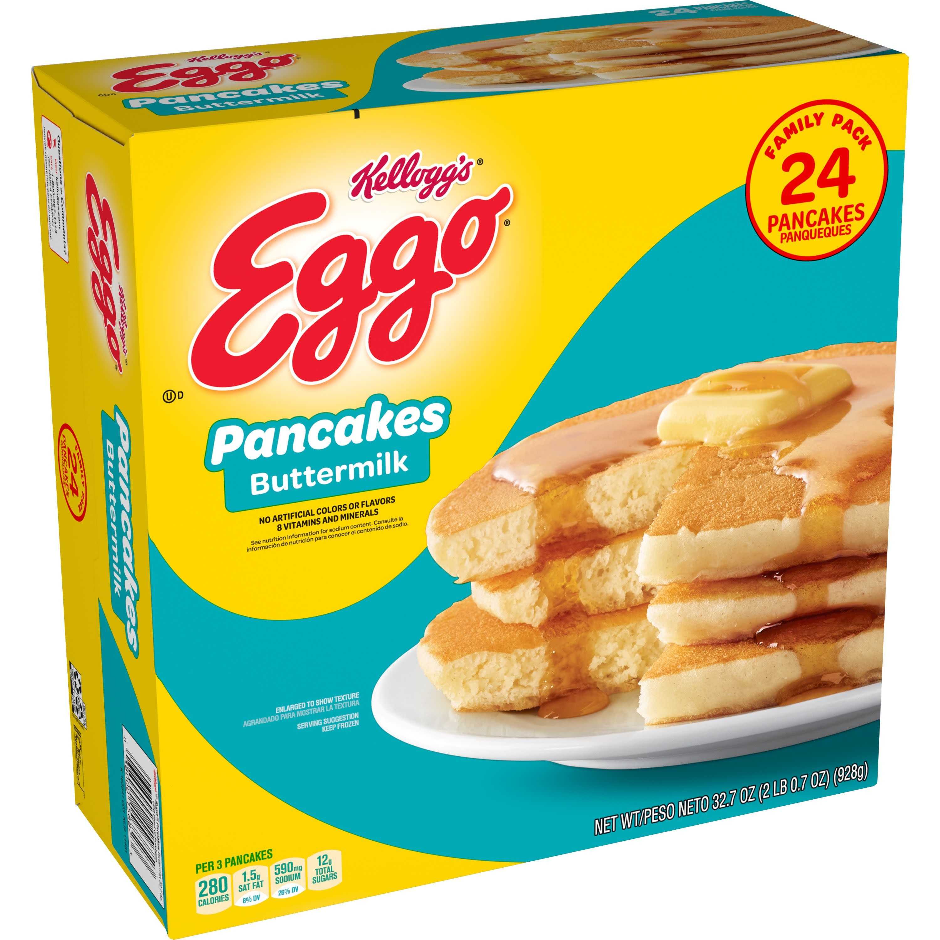 Kellogg's Eggo, Frozen Buttermilk Pancakes, Family Pack, 24 Ct, 32.7 Oz