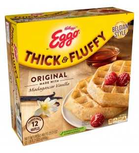 Kellogg's Eggo, Thick and Fluffy, Frozen Waffles, Original, Easy Breakfast, Family Pack, 80 Ct, 23.2 Oz