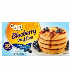 Great Value Blueberry Waffles, 10 count, 12.3 oz