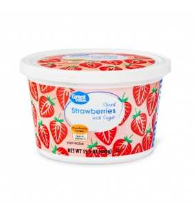 Great Value Sliced Frozen Strawberries with Sugar, 15.5 oz