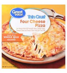 Great Value Thin Crust Four Cheese Pizza, 15.55 oz