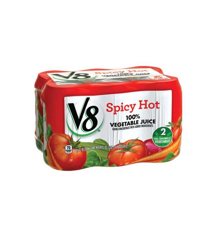 V8 Spicy Hot 100% Vegetable Juice, 11.5 oz. Can (Pack of 6)
