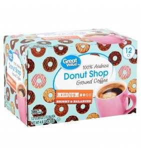 Great Value 100% Arabica Donut Shop Coffee Pods, Medium Roast, 12 Count