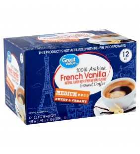 Great Value 100% Arabica French Vanilla Coffee Pods, Medium Roast, 12 Count