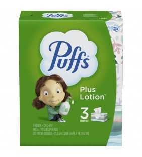 Puffs Plus Lotion Facial Tissue, 3 Family Boxes, 372 Total Tissues