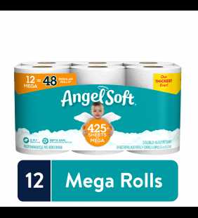 Angel Soft Toilet Paper, 12 Mega Rolls ( 48 Regular Rolls)