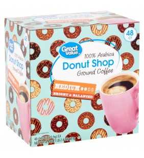 Great Value 100% Arabica Donut Shop Coffee Pods, Medium Roast, 48 Count