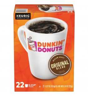 Dunkin' Donuts Original Blend K-Cup Coffee Pods, Medium Roast, 22 Count For Keurig and K-Cup Compatible Brewers