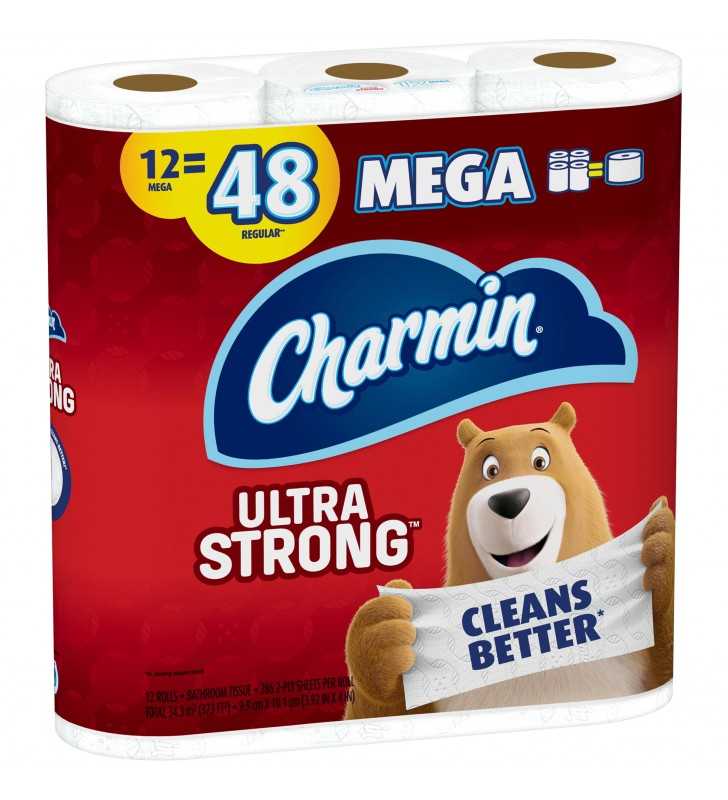 Charmin Ultra Strong Toilet Paper, 12 Mega Rolls, 3432 Sheets