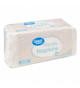 Great Value Family Napkins, White, 500 Count