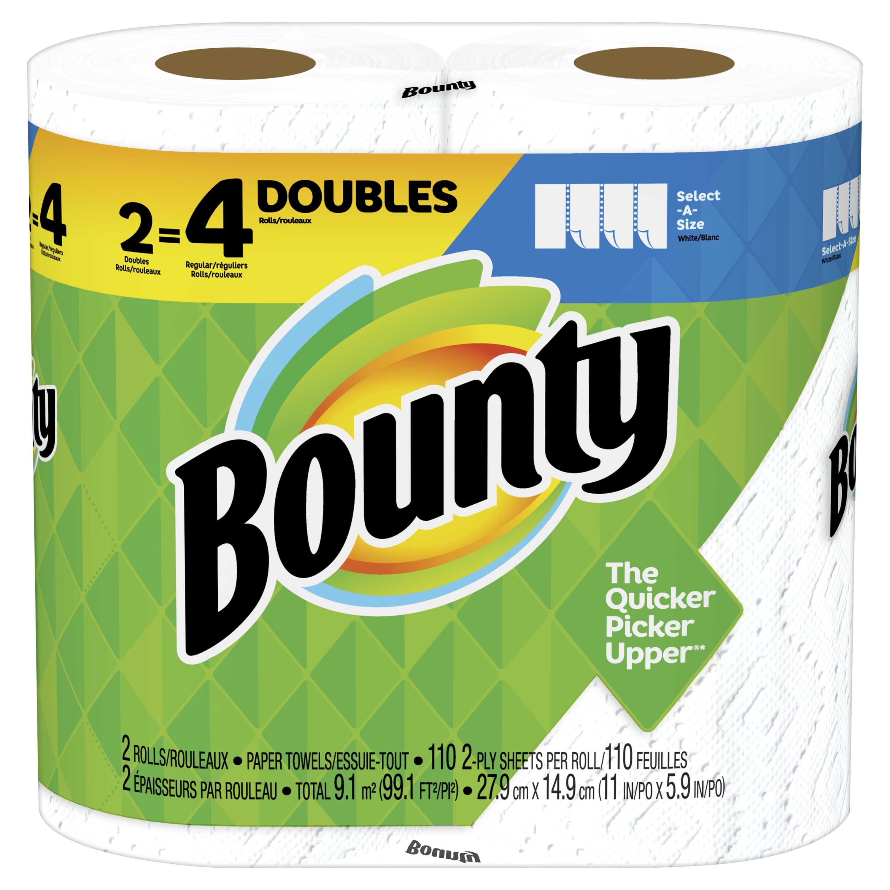 Bounty Select-A-Size Paper Towels Double Rolls - White, 8 ct