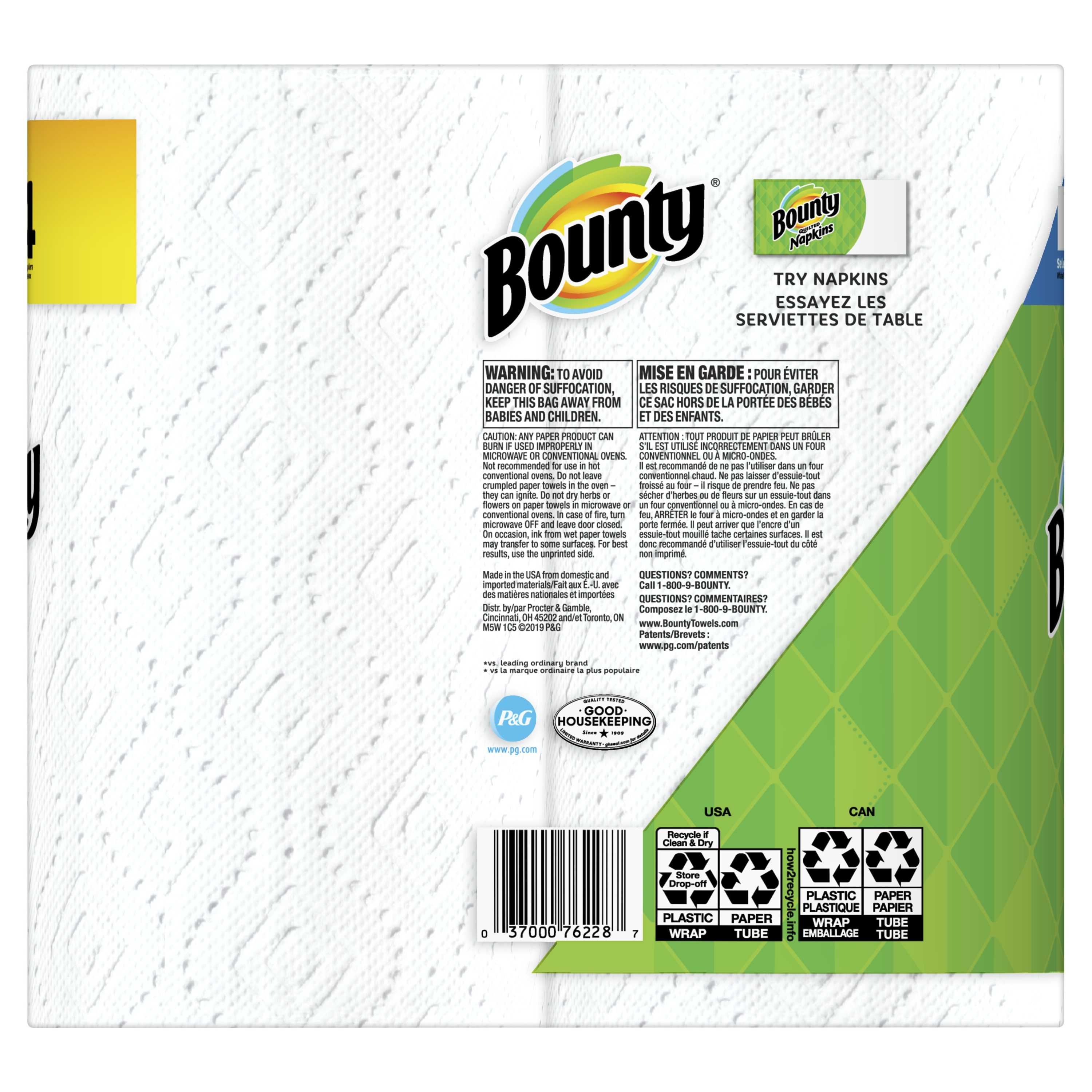 Bounty Select-A-Size Paper Towels, White, 2 Double Rolls