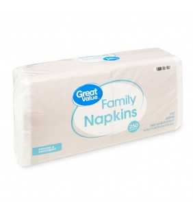 Great Value Family Napkins, White, 250 Count