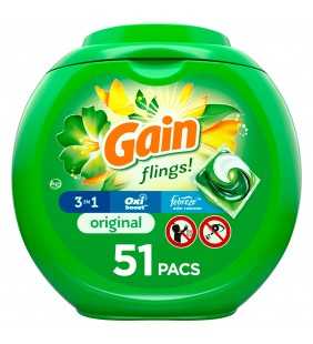 Gain Flings Original, Laundry Detergent Pacs, 51 ct