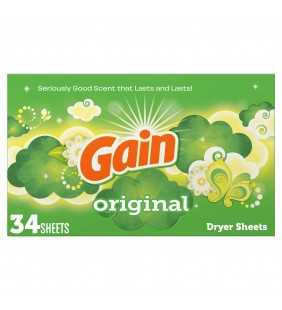 Gain Dryer Sheets, Original Scent, 34 Count