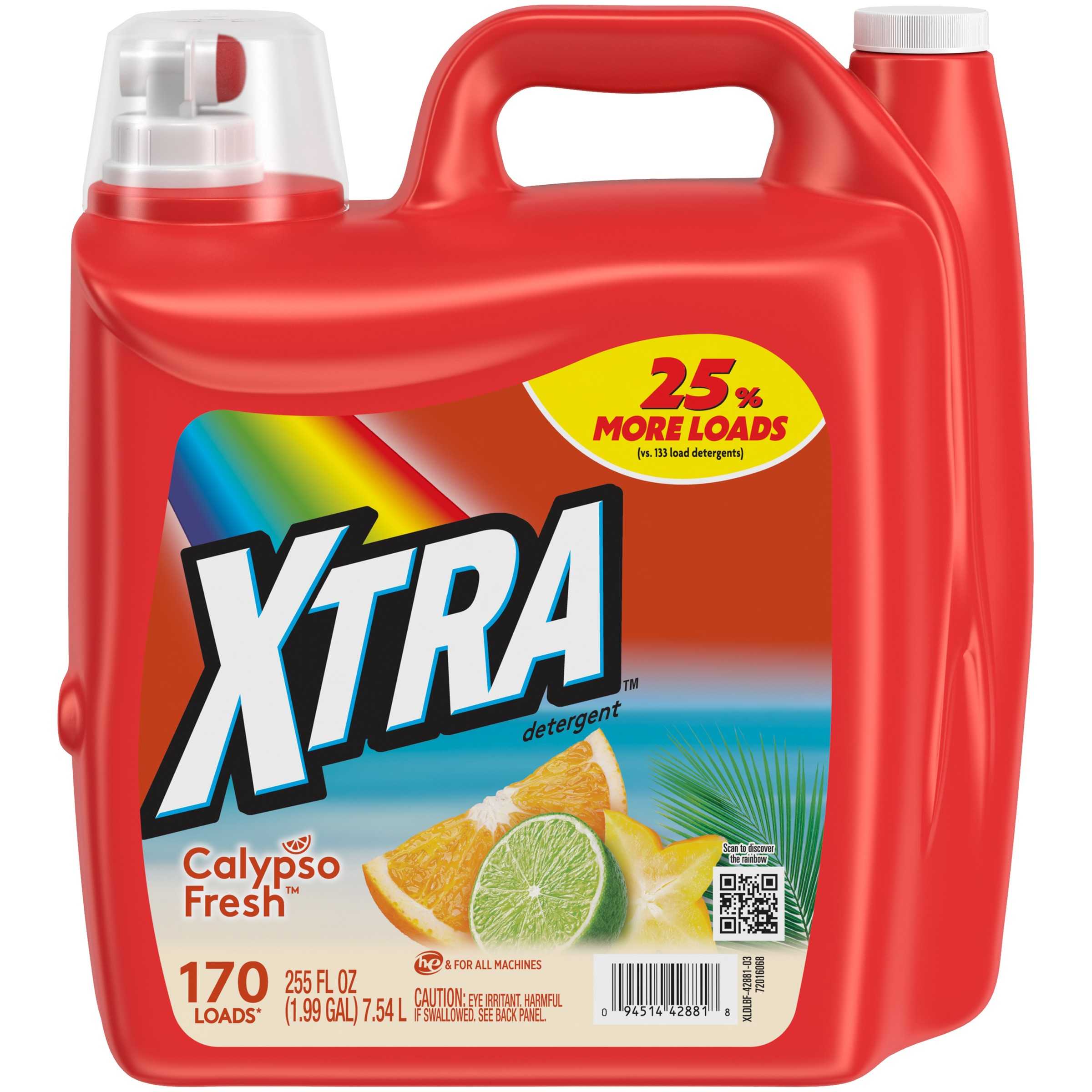 Xtra Liquid Laundry Detergent, Calypso Fresh, 255oz