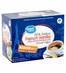 Great Value 100% Arabica French Vanilla Coffee Pods, Medium Roast, 48 Count