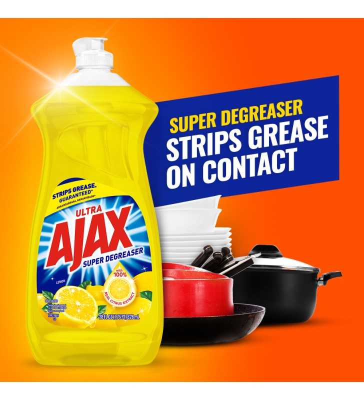 Ajax Ultra Triple Action Liquid Dish Soap, Lemon - 14 fluid ounce