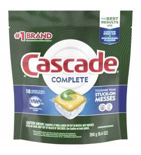 Cascade Complete ACtionPacs, Dishwasher Detergent, Lemon Scent, 18 Ct