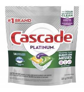 Cascade Platinum ACtionPacs, Dishwasher Detergent, Lemon Scent, 14 Ct