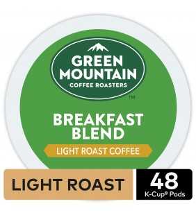 Green Mountain Coffee Breakfast Blend K-Cup Pods, Light Roast, 48 Count for Keurig Brewers